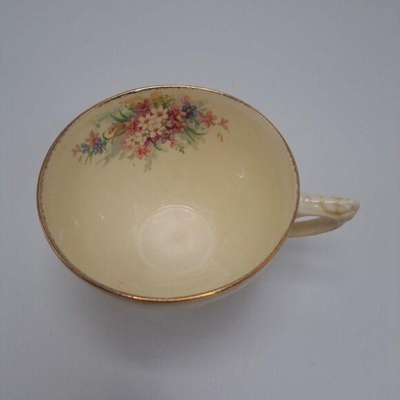 Crown Ducal Florentine Bone China Multicolor Floral Interior Embossed Gilt Band - Picture 11 of 13